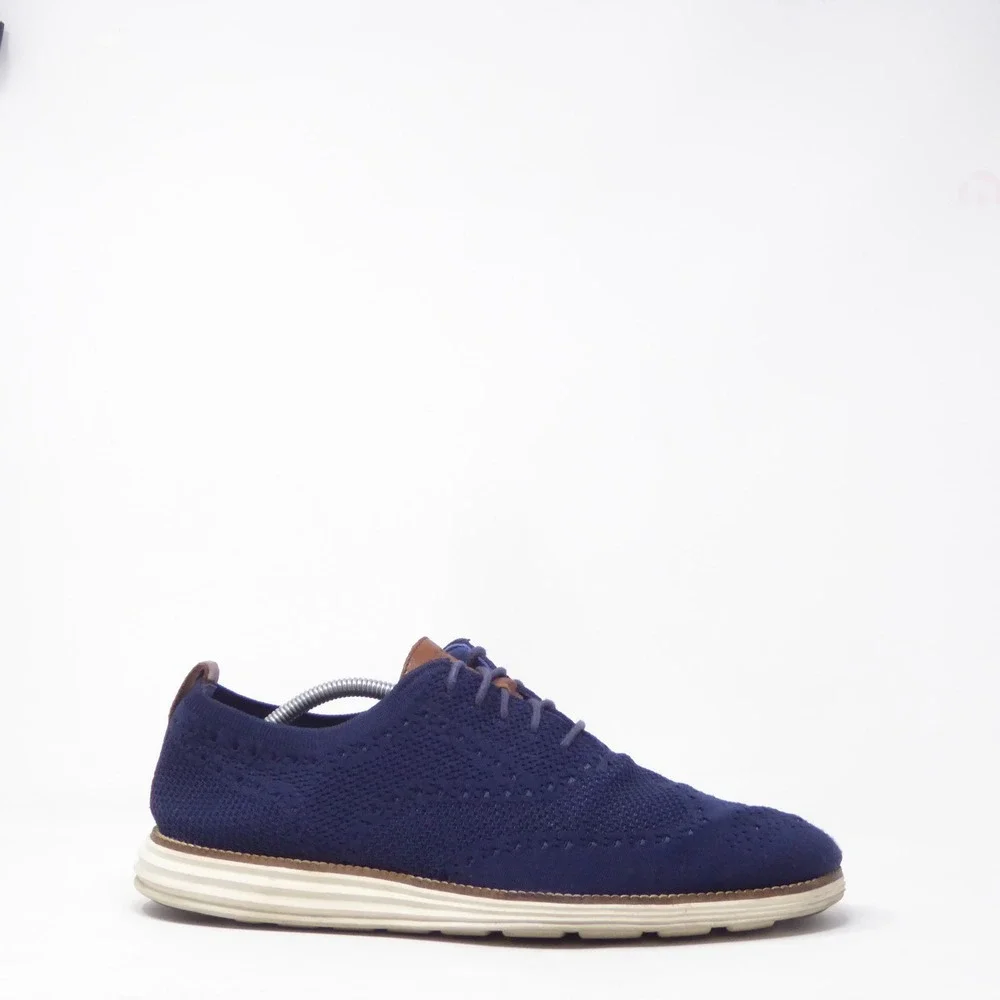 Cole Haan Mens OriginalGrand Stitchlite Wingtip Oxford Blue Knit C27960 11.5M